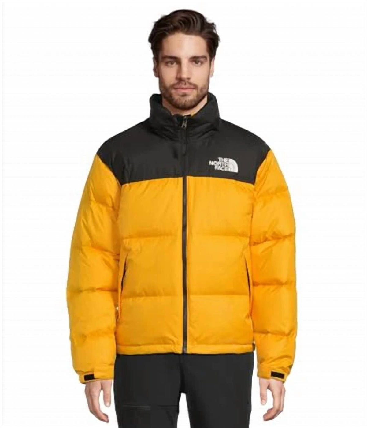 The North Face Unisex Stand-Collar Down Puffer Jacket | Yellow & Black