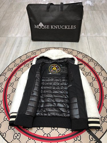 Moose Knuckles Sherpa Hooded Jacket | White & Black