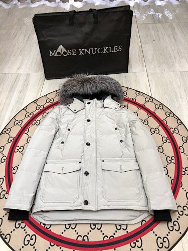 Moose Knuckles Men’s Hooded Parka | Light Gray