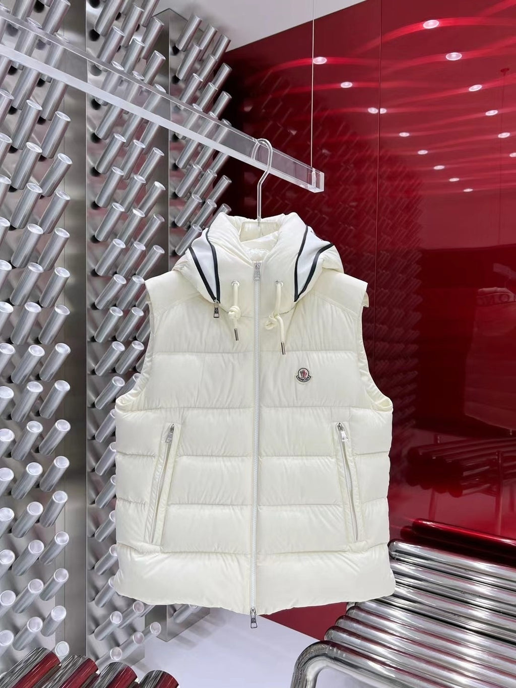 Moncler Hooded Down Vest – White