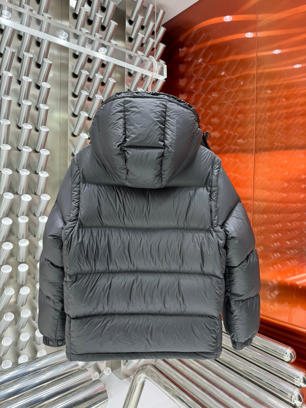 Moncler Long Down Parka – Black & Gold Badge